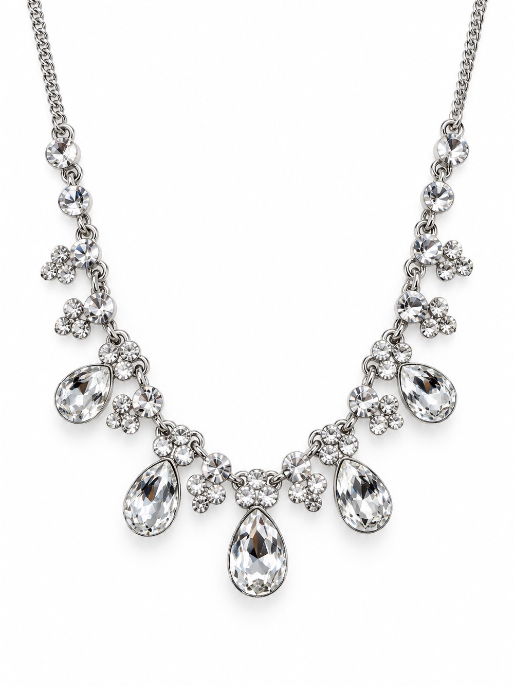 Givenchy Silver-Tone Crystal Teardrop Statement Necklace